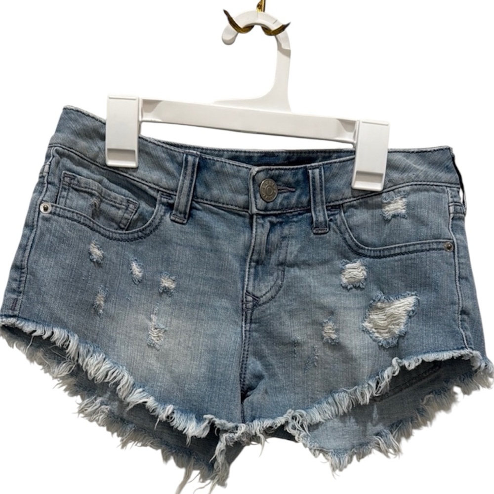Express Blue Distressed Cut-Off Jean Shorts Women’s 00